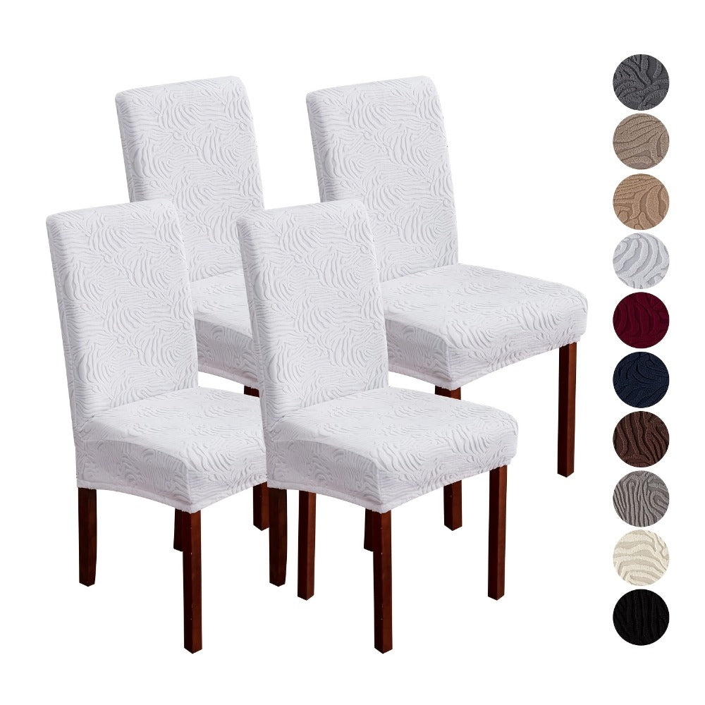 Chair Cover Set of 4 or 6 Stretch Jacquard Dining Slipcovers in Eight Available Color Choices