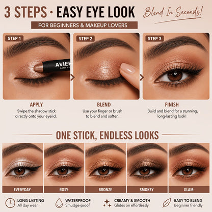 Waterproof Eyeshadow Stick Set 8 Piece – Shimmer, Pearlescent & Matte Eye Shadow Pencils, Creamy Blendable Formula, Long-Lasting Smoky Natural Glitter Eye Looks, Gift for Her