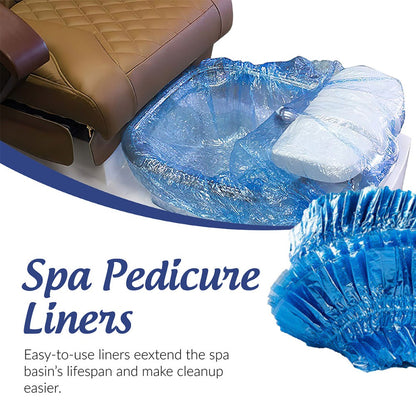 Disposable Pedicure Liners 400 Count XL 48"x48" Blue - Plastic Foot Spa Bowl Liners 9.5 Mic for Pedicure Chair Tub Nail Salon Spa, Hygienic Single-Use Foot Bath Bags, Bulk Pack