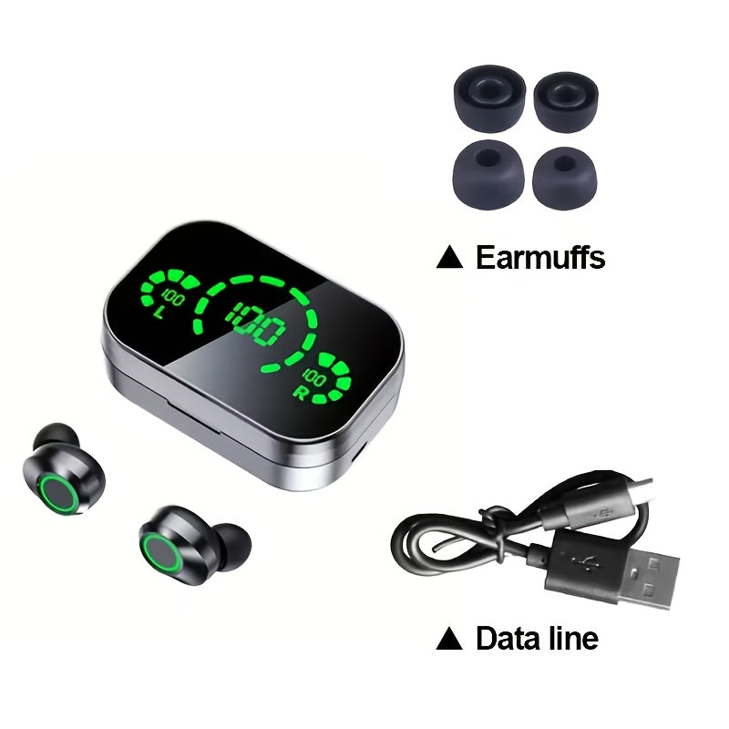 Wireless Earbuds YD03 with Digital Battery Display, IPX4, Touch Control and Type-C Charging