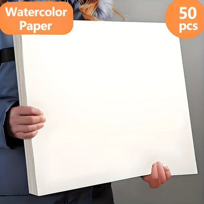 Watercolor Paper with 50 Displayed Sheets in 11.8 x 8.2-Inch or 16.5 x 11.7-Inch Protected Sizes