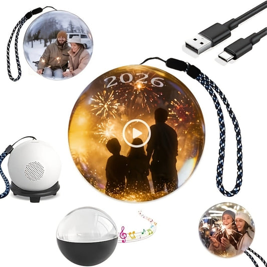 Crystal Ball Video Player Gift 2.7 Inch LED Light-Up Digital Sphere - Upload Your Own Videos & Photos, Personalized Keepsake for Anniversary Birthday Wedding Valentine Christmas, 3 Colors