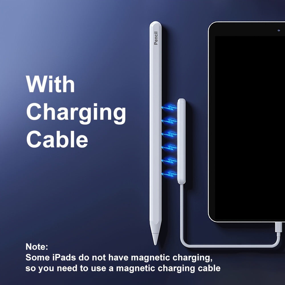 White Active Stylus Pen for Listed 2018-and-Later iPad Models with Tilt Response, Palm Rejection and Dual Charging