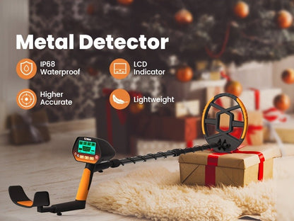 LCD Metal Detector with 8-Inch Search Coil, Adjustable Shaft and Green, Yellow or Basic-Version Options