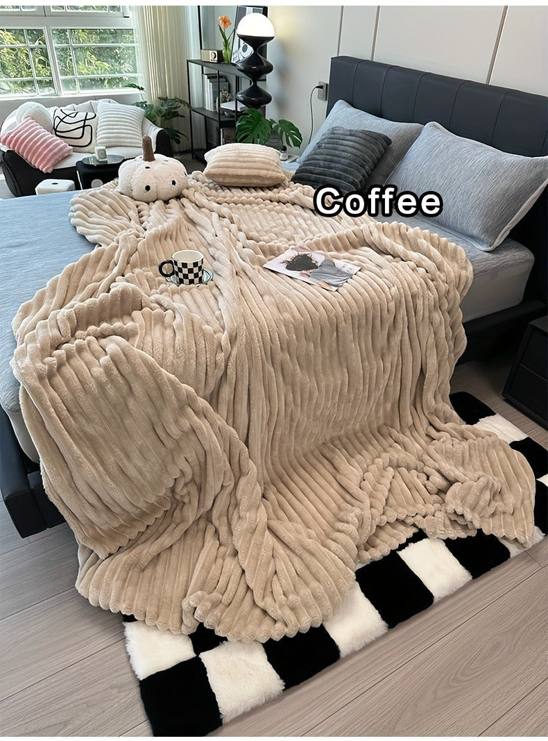 Channel-Textured Throw Blanket in Seven Colors and Four Displayed Size Options from 50 x 60 to 108 x 90 Inches