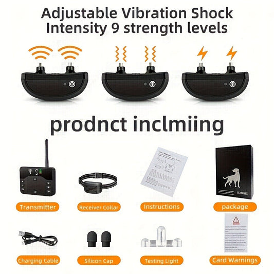 Wireless Dog Fence System with Remote Training Collar - 2.4GHz 800ft Range, 9-Level Adjustable, Containment System for Small Medium Large Dogs, 1/2/3 Dogs