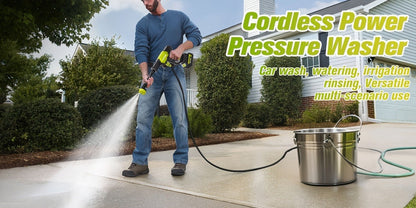 Cordless Pressure Washer Battery Powered Portable Car Wash Gun High Pressure Cleaner for Cars Yards Gardens Patios Driveways with Rechargeable Battery & Accessories