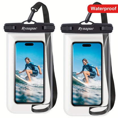 Glossy Waterproof Phone Pouch 2 Pack for iPhone 16 15 14 Pro Max Samsung S24 S23 – Swim Beach Boating Underwater Dry Case Bag with Secure Seal