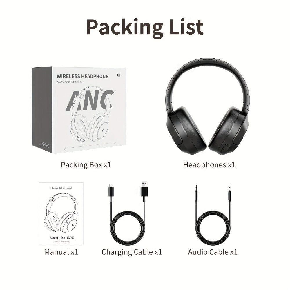 Hybrid ANC Over-Ear Headphones with 40 mm Drivers, 70-Hour Battery, Dual-Device Pairing and Black Finish