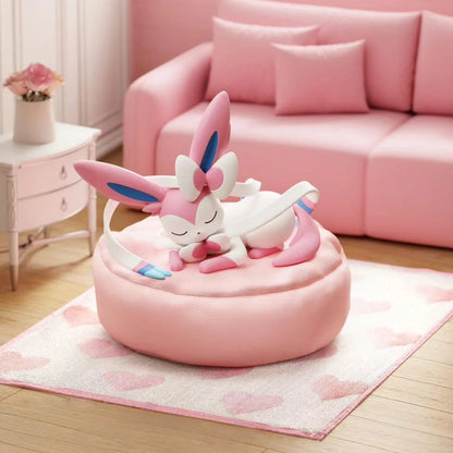 Eevee Eeveelutions Sleeping Pose Blind Box PVC Figure – All 9 Characters Vaporeon Jolteon Flareon Espeon Umbreon Leafeon Glaceon Sylveon, Kawaii Collectible Desk Ornament Gift for Pokemon Fans
