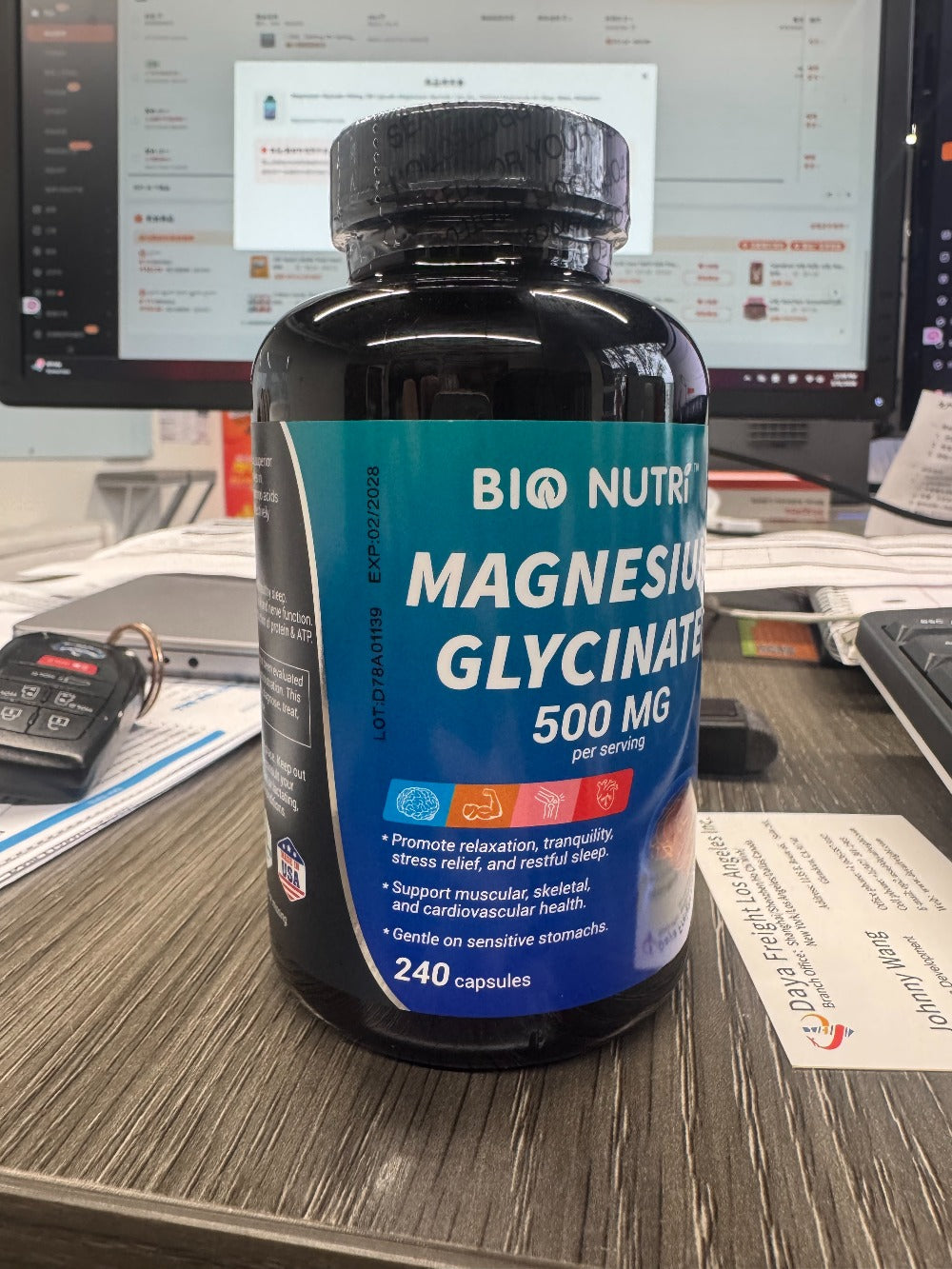 Magnesium Glycinate 500mg Chelated Capsules – Deep Sleep, Stress Relief & Muscle Relaxation Supplement for Women & Men, High Absorption, 240 Capsules 120-Day Supply