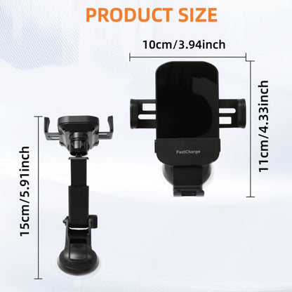 Brass-Tone Wireless Car Charger Mount with Side Clamps, Suction Base and Pictured Air-Vent Clip