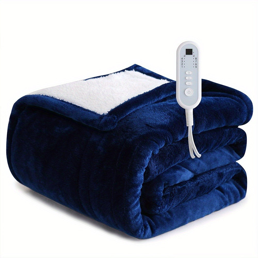 Electric Blanket with Temperature Control and Timer – Extra Large Flannel Heated Blanket, 8 Levels 10-Hour Auto-Off, Machine Washable, PTC+NTC Overheat Protection, Throw Twin Full Queen King