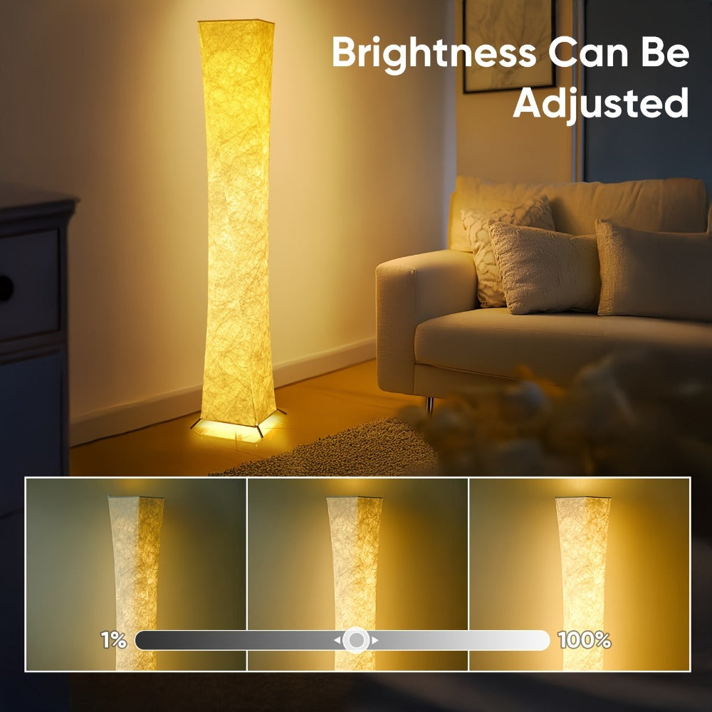 52-Inch Rectangular Fabric Column Floor Lamp with 3000K, 4500K and 6000K Modes plus Handheld Remote