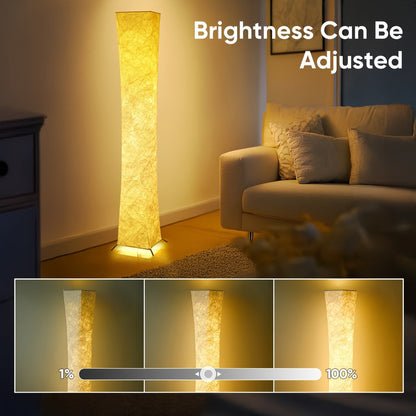 52-Inch Rectangular Fabric Column Floor Lamp with 3000K, 4500K and 6000K Modes plus Handheld Remote