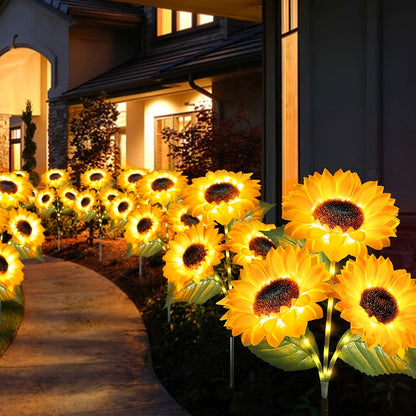 Solar Garden Lights Sunflower Stakes with IP65 Rating and 1- or 2-Piece Pack Options for Path Decor