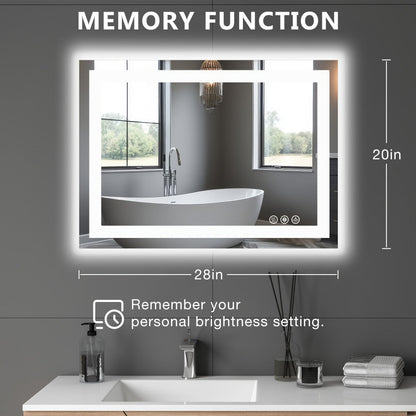 LED Bathroom Mirror with Anti-Fog – Dimmable Vanity Mirror, 3 Color Lighting Modes, Dual Light Source, Wall Mounted Horizontal or Vertical, Tempered Glass, Multiple Sizes
