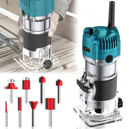 Electric Edge Cutting Machine Multifunctional Wood Router Trimmer - Adjustable Speed, Wood Chamfering Slotting Milling Carving Tool with Accessories, Industrial Planer for Woodworking