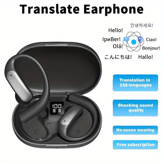 AI Translation Earbuds Bluetooth 5.4, 156 Languages Real-Time Two-Way Translation, Offline Mode, Audio Transcription & Photo Translation, HD Sound, 4-Hour Battery - 3-in-1 Device for Travel, Business & Learning