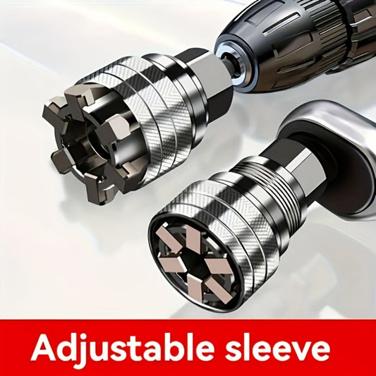 Universal Socket Wrench Adapter 10-19mm - Adjustable Hex Nut & Bolt Socket, Fits 3/8" Drive Ratchet, Torque Wrench & Electric Drill, All-in-One Socket Tool for Home & Professional Use