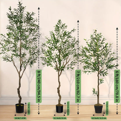 Artificial Olive Tree Indoor 5FT 6FT 7FT 8FT Potted Faux Olive Tree with Lifelike Trunk Branches Silk Leaves Fruits – Large Fake Plant for Living Room Office Home Decor