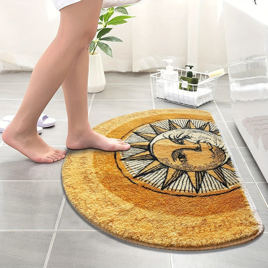 Half Round Welcome Mat 28x20 Inch - Absorbent Non-Slip Door Mat, Machine Washable, Soft Flocked Entrance Rug for Bedroom, Front & Back Door