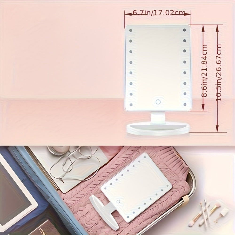 Lighted Vanity Mirror with 16 LED Bulbs, Hollywood Makeup Mirror, 180° Rotation, Touch Screen Brightness Control