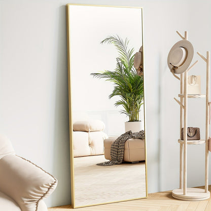 Full Length Mirror Floor Standing, Arched & Rect Body Mirror with Stand, Hanging or Leaning Wall Mirror, Aluminum Alloy Thin Frame for Bedroom Hotel Bathroom