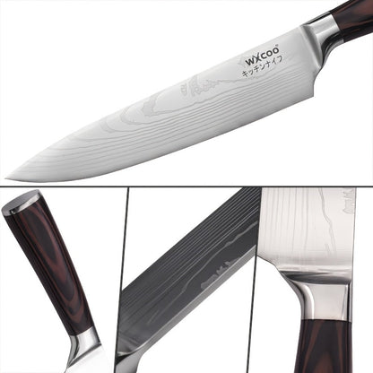 Chef Knife Set 8 PCS Professional Kitchen Knives - Stainless Steel Forged Blade, Boning Knife, Butcher Knife & Kitchen Scissors, Ultra-Sharp Full Tang Design