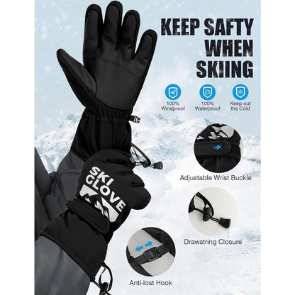 Black Full-Finger Winter Gloves with Touch-Panel Fingertips and Complete S, M, L and XL Size Options