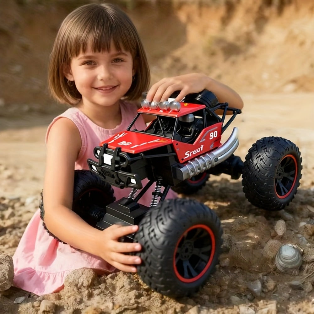 Remote Control Car, 4WD Off-Road Truck with 2.4GHz Control, USB Rechargeable Battery and Black or Red Color Options