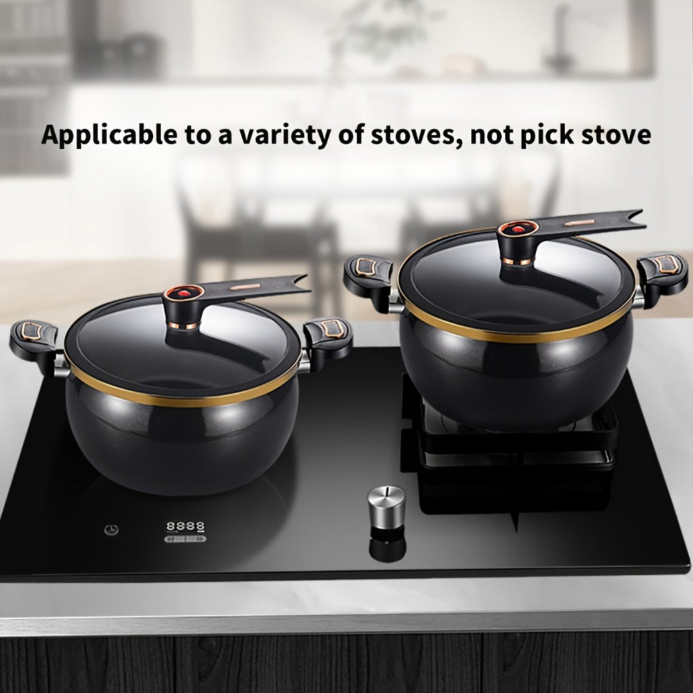 Ceramic-Coated Stockpot Cookware with 8.45QT Capacity, Twist-Lock Lid Handle and Three Colors