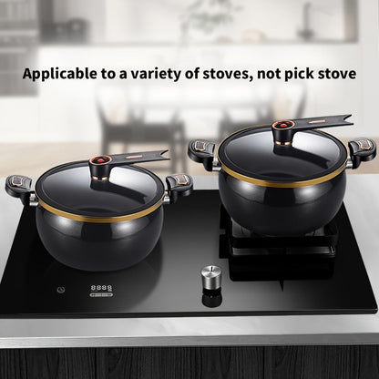 Ceramic-Coated Stockpot Cookware with 8.45QT Capacity, Twist-Lock Lid Handle and Three Colors
