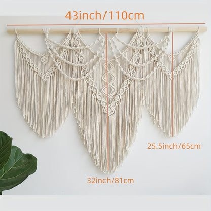 Large Macrame Wall Hanging 43x32 Inch Handmade Bohemian Woven Tapestry Boho Wall Decor for Bedroom Living Room Wedding Party Aesthetic Room Decor Artisan Cotton Rope Wall Art