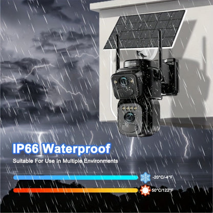 Solar Security Camera 2K WiFi Outdoor - 10x Optical Zoom, 360° Pan Tilt PTZ, IP66 Waterproof, Color Night Vision, Spotlight Alarm, Motion Detection, Two-Way Audio, No Wiring CCTV (QW8-WIFI)