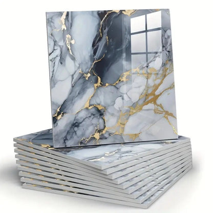 Twenty-Piece 30 cm Marble-Pattern Wall Tile Sticker Set with Five White, Green, Gray or Black Designs