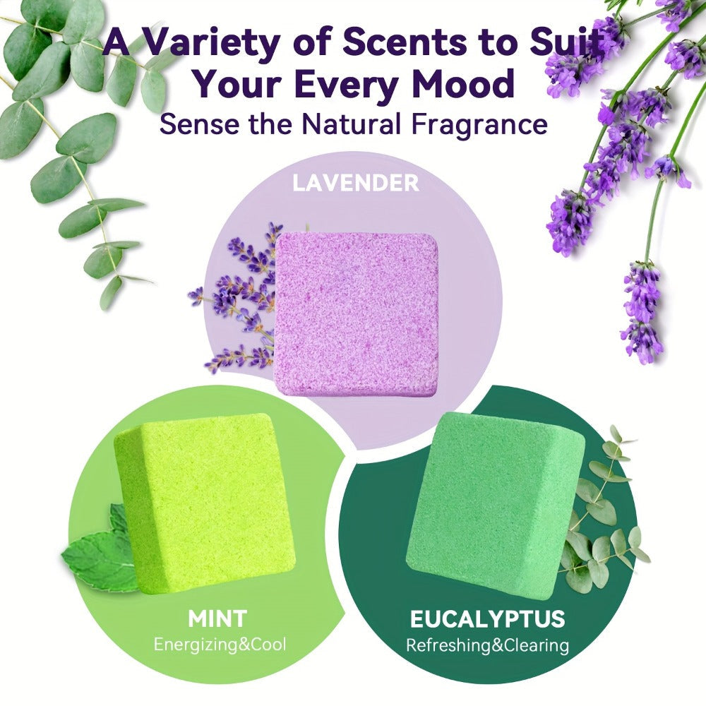 Shower Steamers Gift Set 6 Pcs Individually Wrapped - Natural Essential Oil Aromatherapy Shower Tablets Eucalyptus Lavender Mint Citrus Jasmine, Long-Lasting Spa Shower Bombs for Women & Men