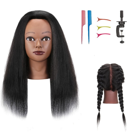 Mannequin Head with Hair 18 Inch Cosmetology Training Practice Doll Head | Hair Styling Cutting Braiding Clamp Holder Comb Clip Students Hairdressers