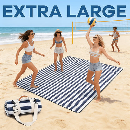 80 x 80-Inch Picnic Blanket with Foldable Carry Straps and Five Plaid, Floral or Stripe Pattern Options