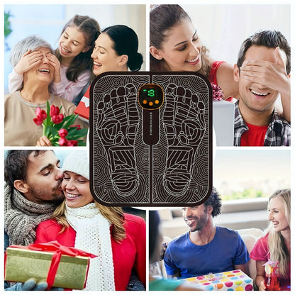 USB-Powered Foot Stimulation Mat with Eight Modes, Nineteen Levels and Foldable Black Pad Design