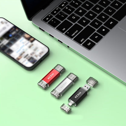 USB Flash Drive KEXIN 2-in-1 USB 2.0 and Type-C Rotating Memory Stick in 32GB, 64GB or 128GB