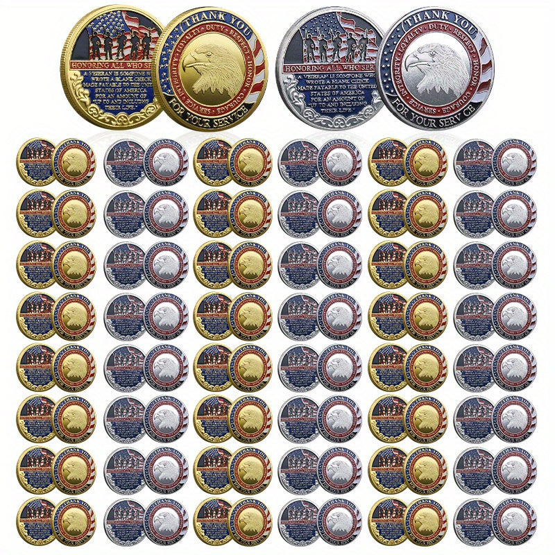 48-Piece Military-Themed Prayer Challenge Coin Set with 24 Gold-Tone and 24 Silver-Tone Coins for Adult Collectors