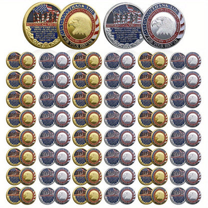 48-Piece Military-Themed Prayer Challenge Coin Set with 24 Gold-Tone and 24 Silver-Tone Coins for Adult Collectors