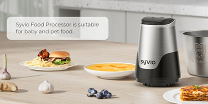 Mini Electric Food Processor 450W with 2 Bowls & 4 Bi-Level Blades, Meat Grinder & Vegetable Chopper for Baby Food, Onion, Meat & Herbs, 2-Speed 8-Cup Food Chopper, Black