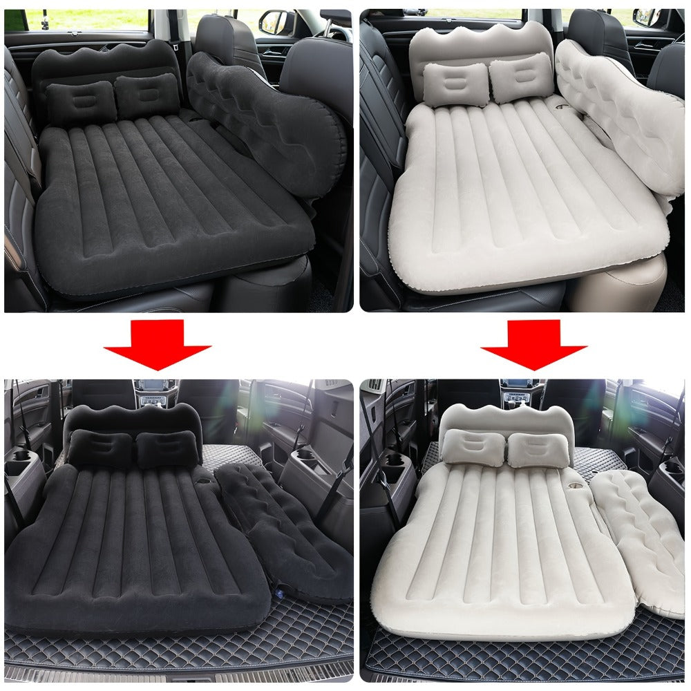Car Inflatable Mattress for SUV & Sedan – Thickened Back Seat Sleeping Pad with Air Pump & 2 Pillows, Rear Trunk Camping Bed for Road Trips & Overlanding