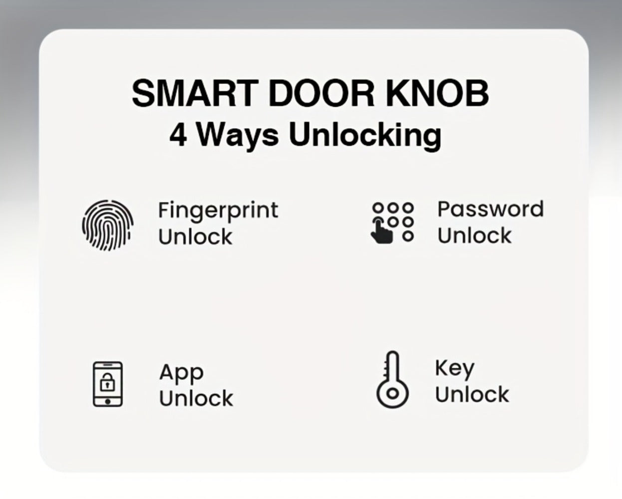 GHome Smart Lock Knob with Fingerprint & Keypad - USB-C Rechargeable, App-Controlled Keyless Entry, Auto-Lock, Passage & Privacy Mode, K10 / K10 PRO / K20 / KD03 PRO, for Home Bedroom Office