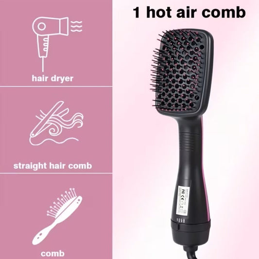 3-in-1 Hot Air Brush Hair Dryer Straightener Comb | Ionic Blow Dryer Brush with Negative Ion Frizz Control, Anti-Scald, Wet & Dry Use – Salon Styler for All Hair Types, 110V