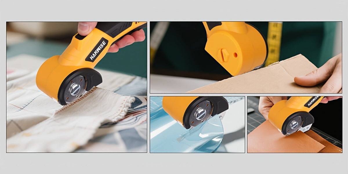 Electric Scissors Cordless 4.2V Rotary Cutter with 2000mAh Battery, 10000 RPM, Safety Lock, LED Light