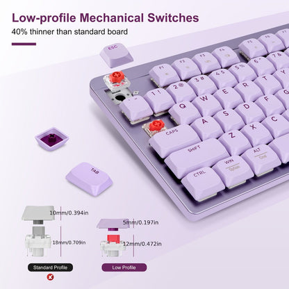 FA98 Low-Profile 98-Key Wireless Keyboard and Mouse Set with Purple, Silver or Pink Color Options