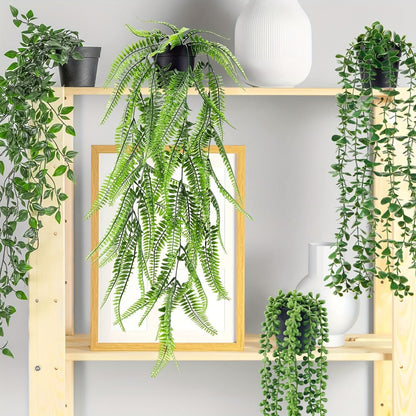 Hanging Artificial Greenery Vines, Four-Piece Mixed Pack with Boston Fern, Eucalyptus and Trailing Styles